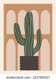 Abstract botanical poster. Contemporary nature background bohemian aesthetic, boho wall decor.