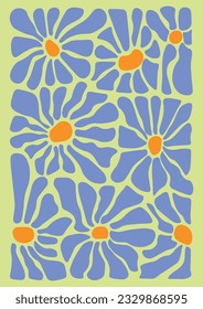 Abstract botanical poster. Red and orange. Trendy blossom print template, naive art. Hand drawn floral elements contemporary design. Vector illustration. Decorative contemporary botanical elements.