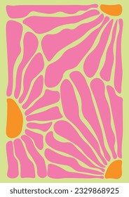 Abstract botanical poster. Trendy blossom print template, naive art. Hand drawn floral elements contemporary design. Vector illustration. Decorative contemporary botanical elements.