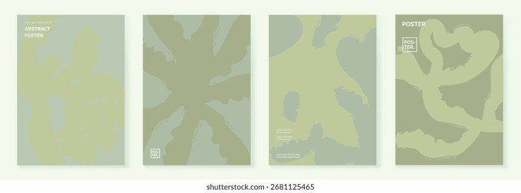 Vetor de cartaz botânico abstrato. Folhas, flor em cores tom de terra. Design de ilustração para embalagem Eco, interior, capa, arte de parede, papel de parede.