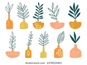 Abstract Botanical Potted Element Set