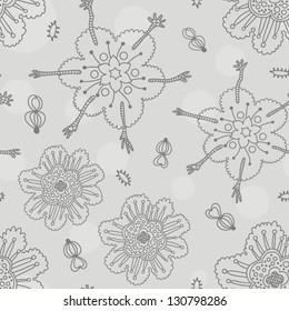 Abstract botanical seamless pattern. Floral background. Vector illustration