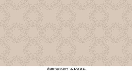 Abstract Botanical Seamless Pattern in Light Neutral Desert Colors. Design concept for fabric, textile print, wrapping paper or web backgrounds. 
