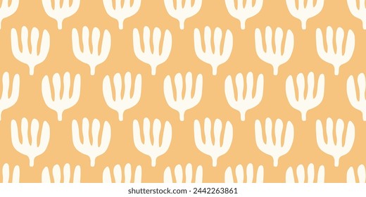 Abstract Botanical Seamless Pattern. Organic Shapes Motifs. Minimal Garden Ornament Vintage Background. Vector Illustration
