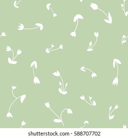 Abstract botanical seamless pattern with repeating tulips in monochrome natural floral style vector illustration