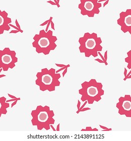 Abstract botanical seamless pattern. Simple flower shape. Monochrome vector illustration for printing, decoration, textile, branding design