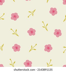 Abstract botanical seamless pattern. Simple flower shape. Colored vector illustration for printing, decoration, textile, branding design