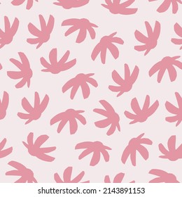 Abstract botanical seamless pattern. Simple flower shape. Monochrome vector illustration for printing, decoration, textile, branding design