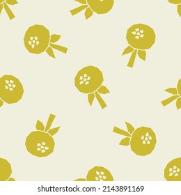 Abstract botanical seamless pattern. Simple flower shape. Monochrome vector illustration for printing, decoration, textile, branding design