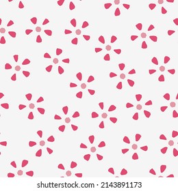 Abstract botanical seamless pattern. Simple flower shape. Monochrome vector illustration for printing, decoration, textile, branding design