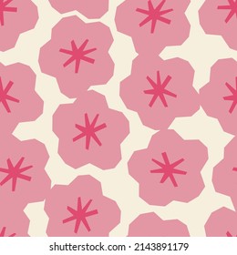 Resumen del patrón botánico sin costuras. Forma de flor simple. Ilustración vectorial monocroma para impresión, decoración, textil, diseño de marca