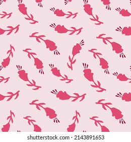 Abstract botanical seamless pattern. Simple flower shape. Monochrome vector illustration for printing, decoration, textile, branding design