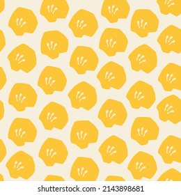 Abstract botanical seamless pattern. Simple flower shape. Monochrome vector illustration for printing, decoration, textile, branding design