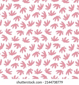 Abstract botanical seamless pattern. Simple flower shape. Monochrome vector illustration for printing, decoration, textile, branding design