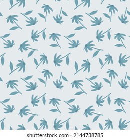 Resumen del patrón botánico sin costuras. Forma de flor simple. Ilustración vectorial monocroma para impresión, decoración, textil, diseño de marca