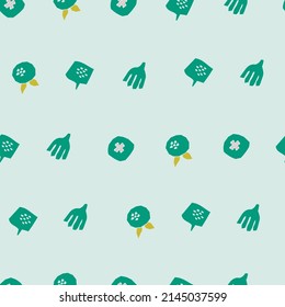 Abstract botanical seamless pattern. Simple flower shape. Monochrome vector illustration for printing, decoration, textile, branding design