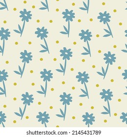 Abstract botanical seamless pattern. Simple flower shape. Monochrome vector illustration for printing, decoration, textile, branding design