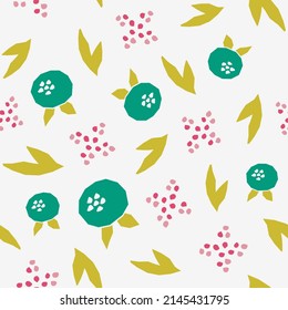 Abstract botanical seamless pattern. Simple flower shape. Colored vector illustration for printing, decoration, textile, branding design