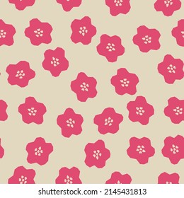 Abstract botanical seamless pattern. Simple flower shape. Monochrome vector illustration for printing, decoration, textile, branding design