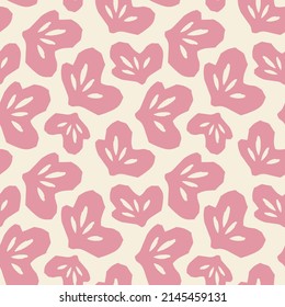 Abstract botanical seamless pattern. Simple flower shape. Monochrome vector illustration for printing, decoration, textile, branding design