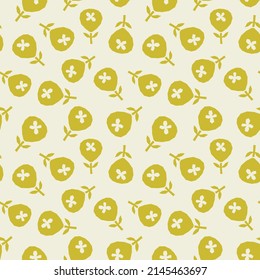 Abstract botanical seamless pattern. Simple flower shape. Monochrome vector illustration for printing, decoration, textile, branding design