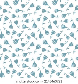 Abstract botanical seamless pattern. Simple flower shape. Monochrome vector illustration for printing, decoration, textile, branding design