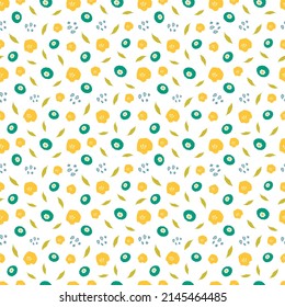 Abstract botanical seamless pattern. Simple flower shape. Colored vector illustration for printing, decoration, textile, branding design