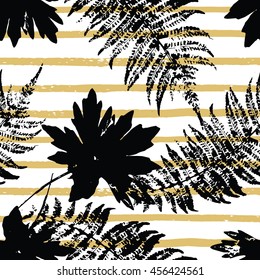 Abstract botanical seamless pattern. Vector background for various surface. Trendy hand drawn textures.
