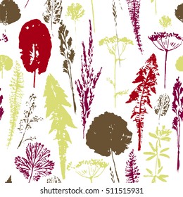 Abstract botanical seamless pattern. Vector background for various surface. Trendy hand drawn textures.