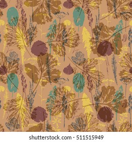 Abstract botanical seamless pattern. Vector background for various surface. Trendy hand drawn textures.