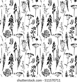 Abstract botanical seamless pattern. Vector background for various surface. Trendy hand drawn textures