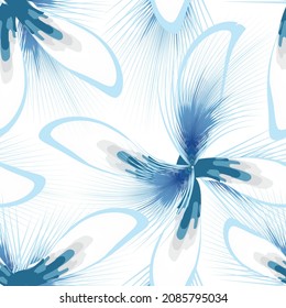 abstract botanical seamless tropical pattern with bright blue plants leaves on light background. Summer hawaiian pattern with tropical plants. Printing and textiles. Exotic tropics. nature wallpaper