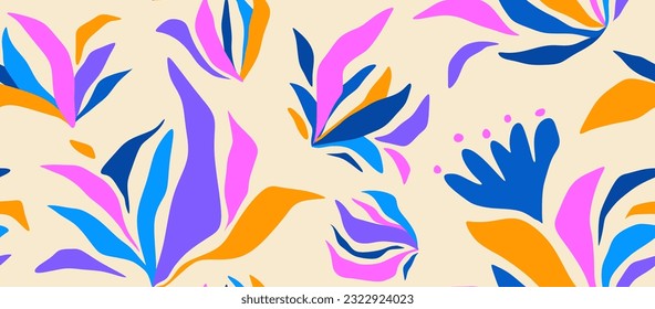 abstract botanical shapes seamless pattern.