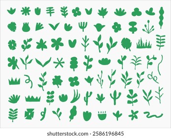 Abstract Botanical Silhouettes. Simple Botanical Vector Set
