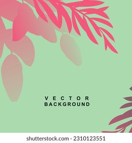 Abstract botanical trendy background with tropical leaves in green and pink colors. Editable vector template for card, banner, invitation, social media post, poster, mobile app, web ads, flyer