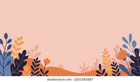 Fondo Abstractas del Vector botánico con el borde colorido de las hojas en estilo plano. Eps 10