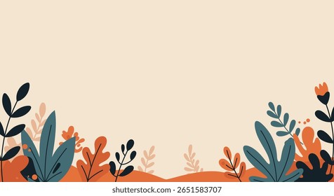Fondo Abstractas del Vector botánico con el borde colorido de las hojas en estilo plano. Eps 10