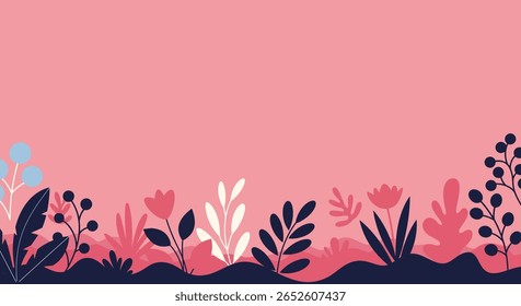 Abstrakter botanischer Vektorhintergrund mit buntem Blattrand im flachen Stil. EPS 10
