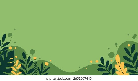 Fundo de vetor botânico abstrato com bordas de folhas coloridas em estilo plano. Eps 10