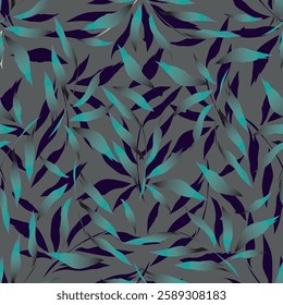 Abstract Botanical Vector Colorful Seamless Pattern Retro Illustration for Textile Fabric Wrapping Paper Greeting Card