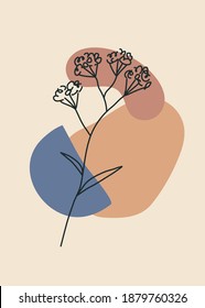 Resumen arte mural botánico boho impresión bohemia decoración de hogar floral vector