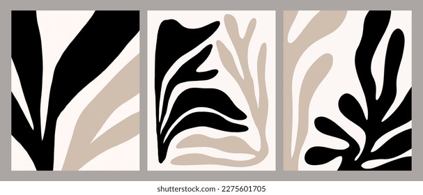 Resumen Colección de arte de pared botánica conjunto de 3 formas de boho de tierra elegancia Vector de diseño Ilustración