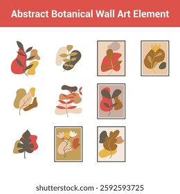 Abstract Botanical Wall Art Element. Easy To Edit. EPS 10