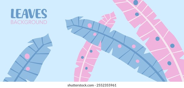Abstract botanical wall art. Foliage drawing with leaves vector illustration on blue background. Minimalist Plant design for wall framed prints, canvas prints, poster, home decor, cover, wallpaper.