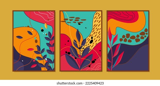 abstract botanical wall art poster prints.Design for wall decoration, interior, prints, cover,catalog