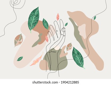 
Resumen. conjunto de vectores de arte mural botánico. Dibujo artístico de línea de follaje con forma abstracta. Resumen Diseño de planta para impresión, cubierta, papel pintado, afiche de pared mínimo y natural. Ilustración vectorial..eps