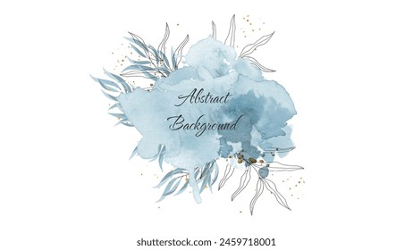 Abstract botanical winter background for web pages, banners with watercolour leaves and splashes. Vector editable background