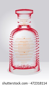Abstract bottle arranged from dots, simple art for web and print design appealing for beauty and body care theme.