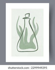 Resumen de botellas quemando la imagen de la pared de la jarra. Fondo decorativo contemporáneo con jarra. Afiche de botella mínimo abstracto que se puede imprimir. Paredes de arte para el diseño interior.