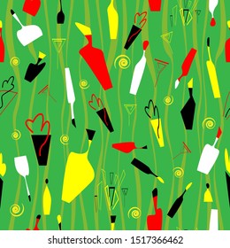 Abstract bottle cololrful vector illustration. Seamless pattern.